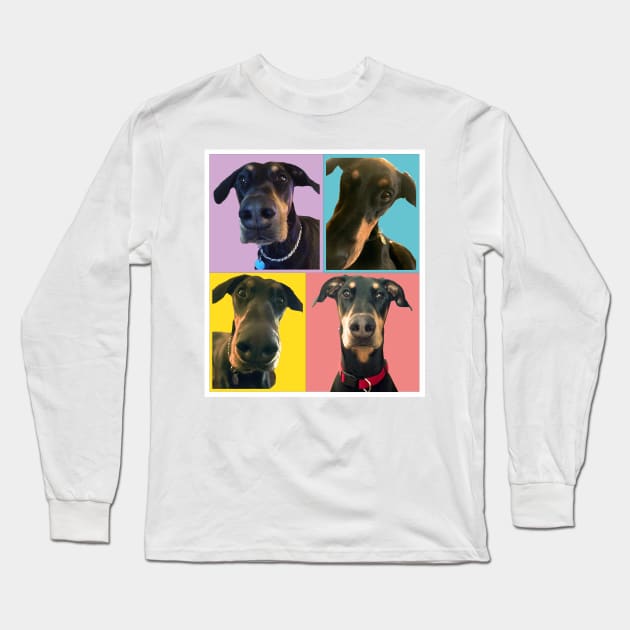 Doberman Mug Shots Long Sleeve T-Shirt by russodesign